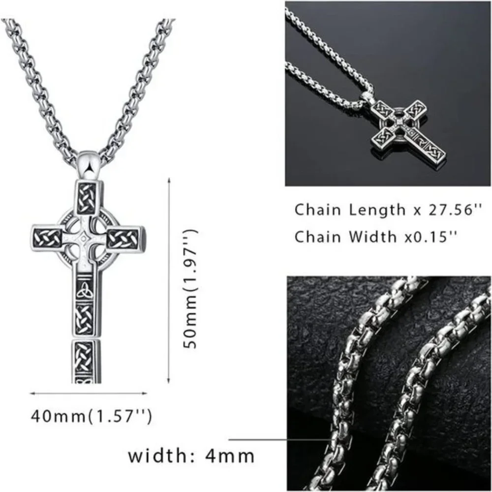 Men's Celtic Cross Stainless Steel Necklace